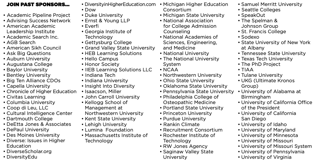 List of over 70 past sponsors of NADOHE.